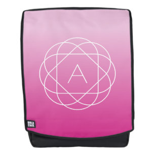 Flower-Like Geometric Monogram Pink Shaded Ombre Backpack