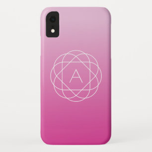 Flower-Like Geometric Monogram   Pink Shaded Ombre iPhone XR Case