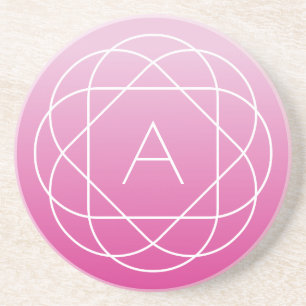 Flower-Like Geometric Monogram Pink Shaded Ombre Coaster