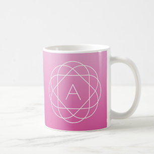 Flower-Like Geometric Monogram   Pink Shaded Ombre Coffee Mug