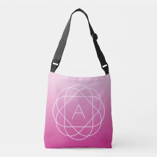 Flower-Like Geometric Monogram   Pink Shaded Ombre Crossbody Bag