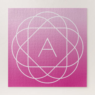 Flower-Like Geometric Monogram Pink Shaded Ombre Jigsaw Puzzle