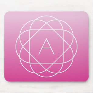 Flower-Like Geometric Monogram   Pink Shaded Ombre Mouse Mat