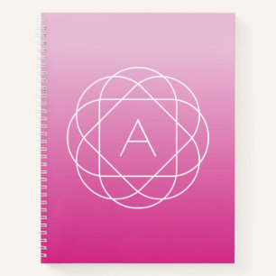 Flower-Like Geometric Monogram Pink Shaded Ombre Notebook