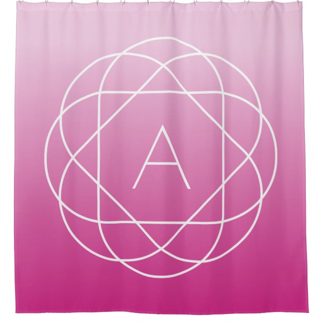 Flower-Like Geometric Monogram | Pink Shaded Ombre Shower Curtain (Front)
