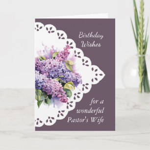 Flower  Lilac Bouquet Pastor's Wife Birthday Card