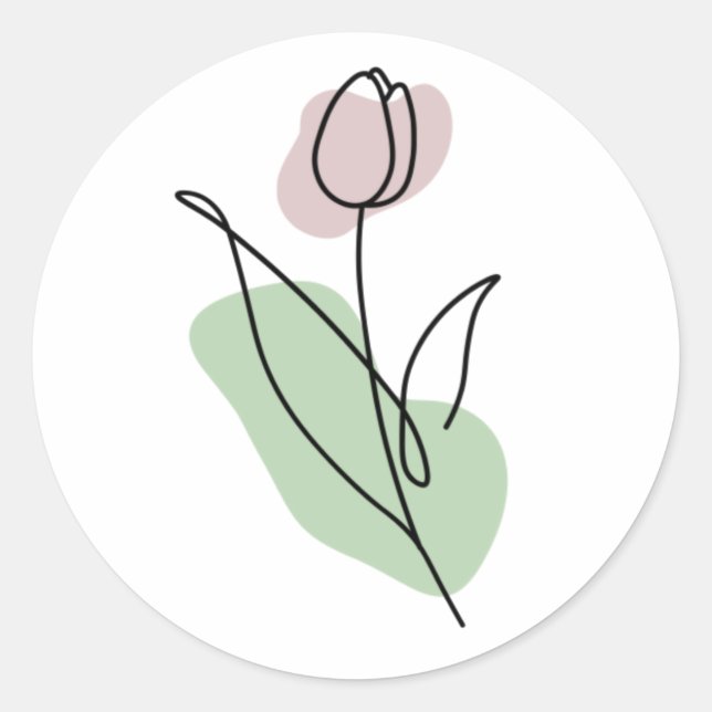Flower Line Art   Classic Round Sticker (Front)
