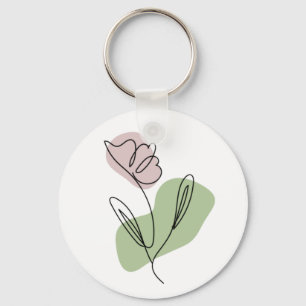 Flower Line Art  Key Ring