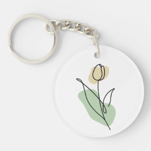 Flower Line Art     Key Ring