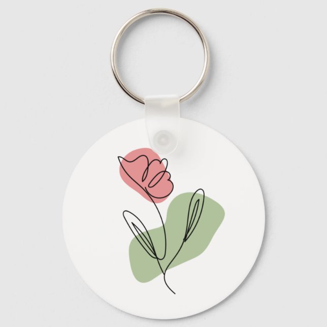 Flower Line Art    Key Ring (Front)