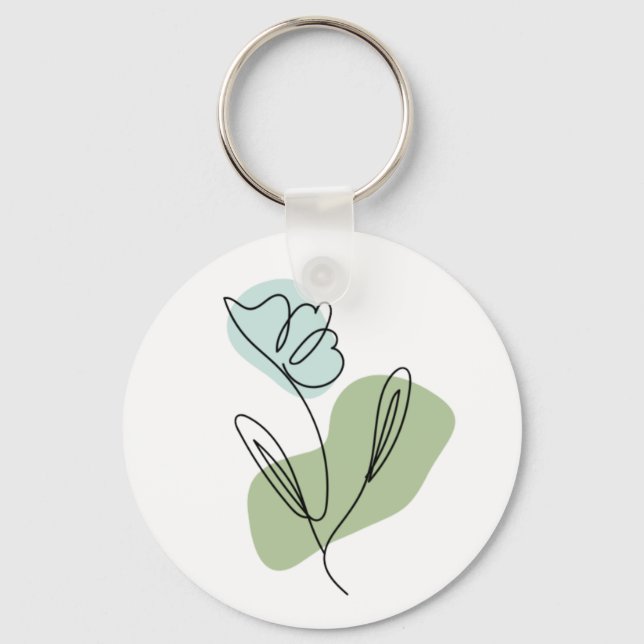 Flower Line Art  Key Ring (Front)
