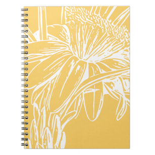 Flower Line Drawing in Yellow Notebook