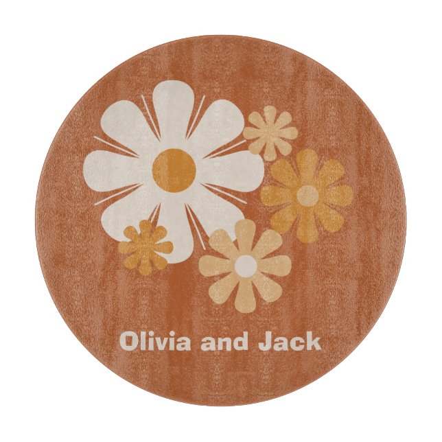 Flower Locus Retro Minimalist Floral Pattern Cutti Cutting Board (Front)