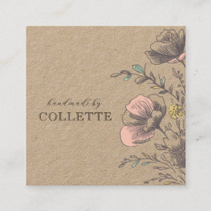 Flower Logo Handmade By Kraft Square Business Card