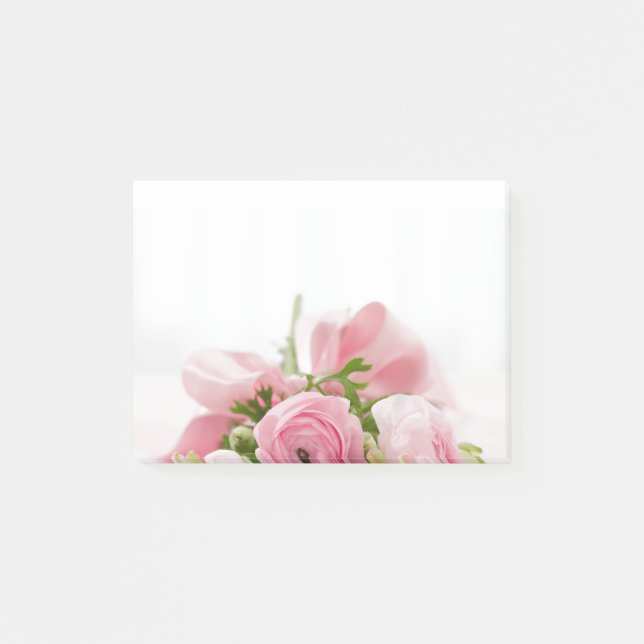 Flower Love Pink Roses Romantic Post it notes (Front)