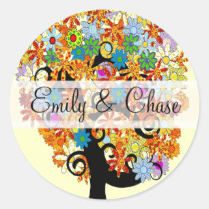 Flower Love Tree Wedding Stickers