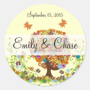 Flower Love Tree Wedding Stickers