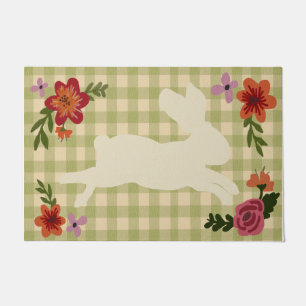 Flower Lover Gift, Floral Doormat,Bunny Rabbit Mat