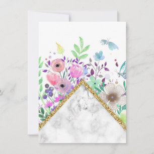 Flower Lover Minimal Gold Flowers Invitation