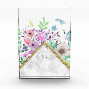 Flower Lover   Minimal Gold Flowers Photo Block