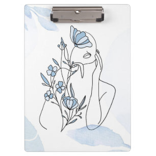 Flower Lover Minimalist Portrait Of Wom Clipboard