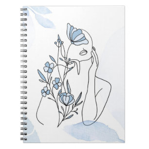 Flower Lover   Minimalist Portrait Of Wom Notebook