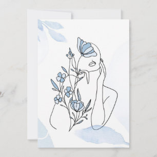 Flower Lover Minimalist Portrait Of Wom Thank You Card