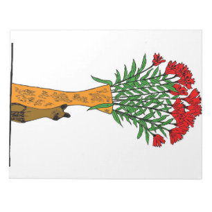 Flower Lover   Red Flowers With Wooden Cat Notepad
