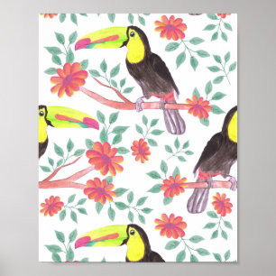 Flower Lover Toucan Bird And Flowers Poster