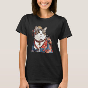 Flower Lover Vintage Kitten Japanese Art Geisha Ca T-Shirt