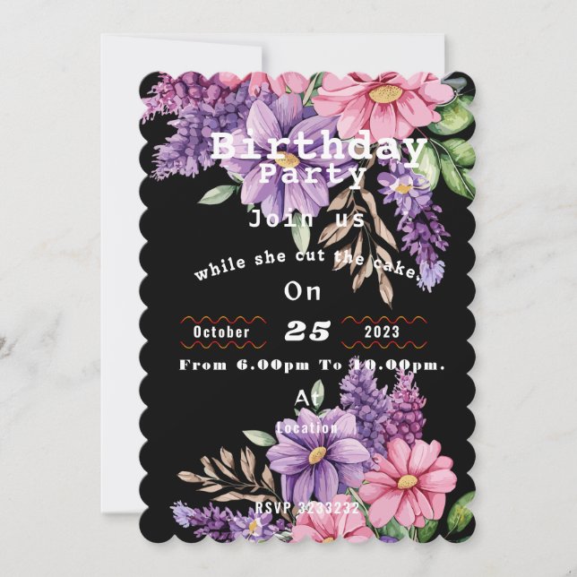 Flower lover's  birthday Invitation (Front)