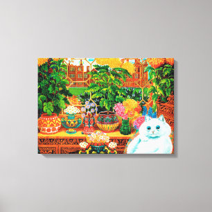 Flower Lovers Cat, Louis Wain Canvas Print