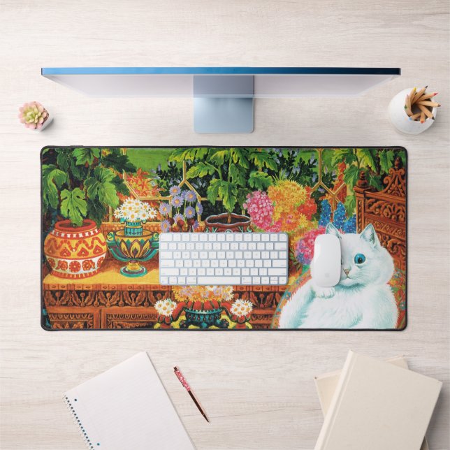Flower Lovers Cat, Louis Wain Desk Mat (Office 1)
