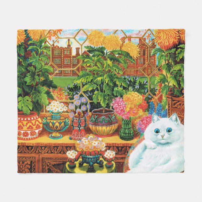 Flower Lovers Cat, Louis Wain Fleece Blanket (Front (Horizontal))