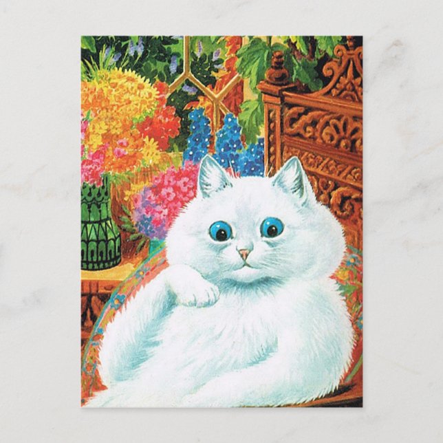 Flower Lovers Cat, Louis Wain Postcard (Front)