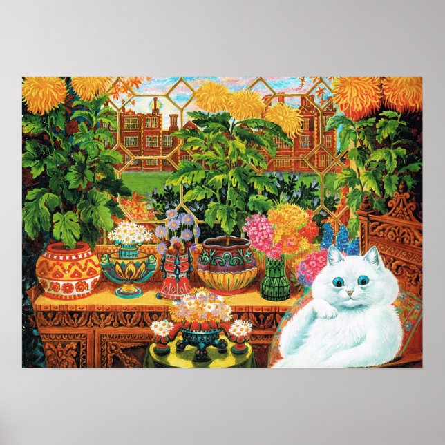 Flower Lovers Cat, Louis Wain Poster (Front)