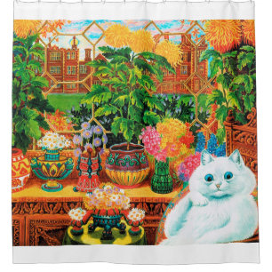 Flower Lovers Cat, Louis Wain Shower Curtain