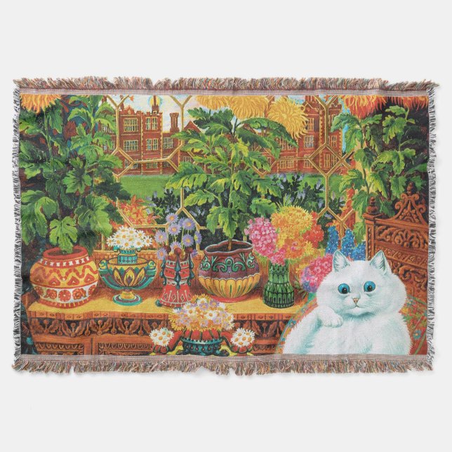 Flower Lovers Cat, Louis Wain Throw Blanket (Front)