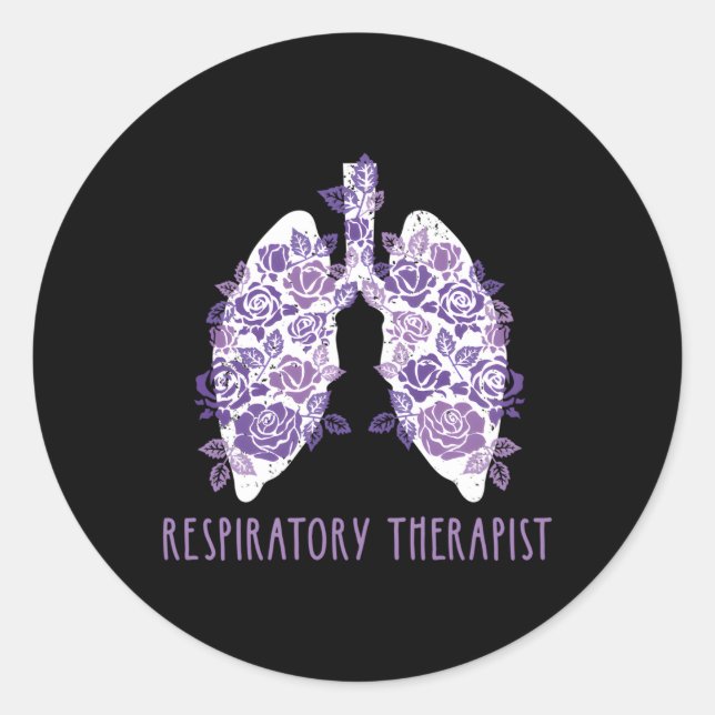 Flower Lung Respiratory Therapist Classic Round Sticker (Front)