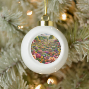 Flower magic – a paradise of colours ceramic ball christmas ornament