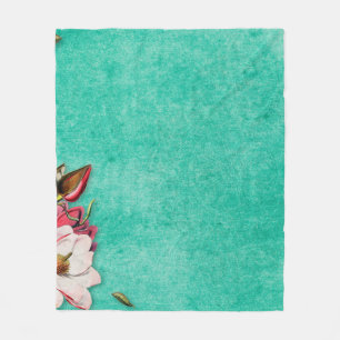 Flower magnolia paper vintage old fleece blanket