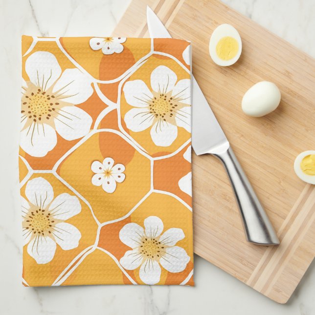 Flower Maize Tea Towel (Quarter Fold)