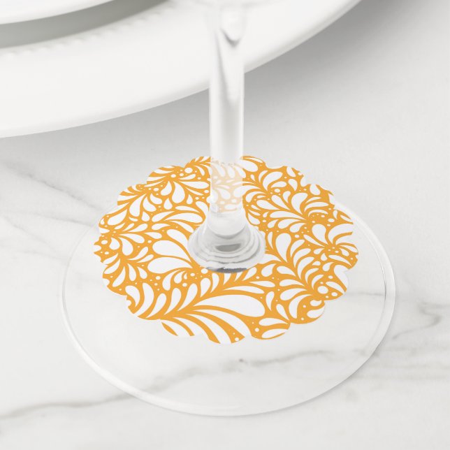 Flower Mandala 4 Wine Glass Tag (Close Up)