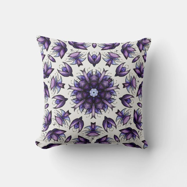 Flower Mandala Abstract Kaleidoscopic Pattern Cushion (Front)