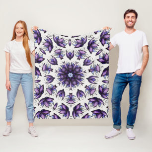 Flower Mandala Abstract Kaleidoscopic Pattern Fleece Blanket