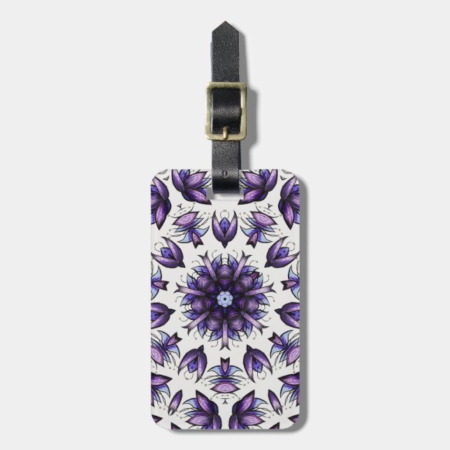 Flower Mandala Abstract Kaleidoscopic Pattern Luggage Tag (Front Vertical)