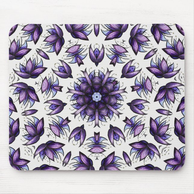 Flower Mandala Abstract Kaleidoscopic Pattern Mouse Mat (Front)
