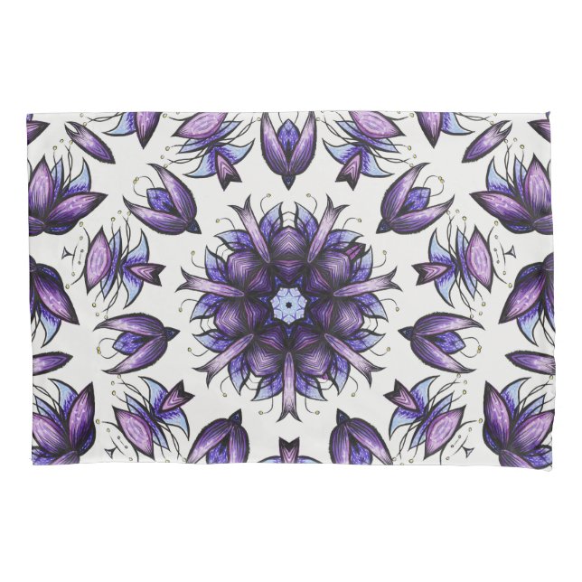 Flower Mandala Abstract Kaleidoscopic Pattern Pillowcase (Front)