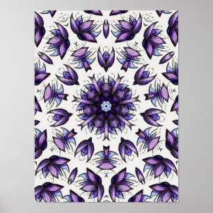 Flower Mandala Abstract Kaleidoscopic Pattern Poster