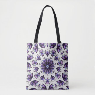 Flower Mandala Abstract Kaleidoscopic Pattern Tote Bag
